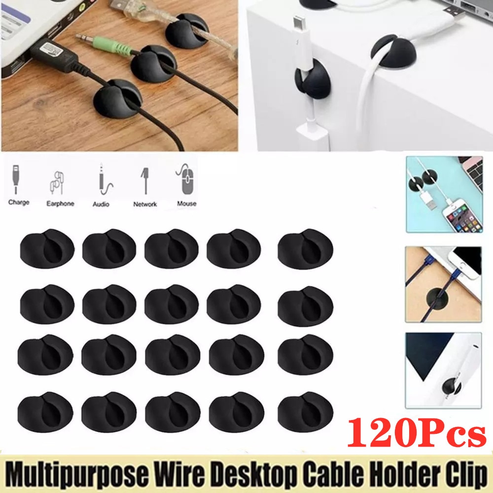 120Pcs Multipurpose Self Adhesive Cable Clip Desk Wall USB Wire Cable Line Fastener Holders Organizer Retainer Clamp Clamps