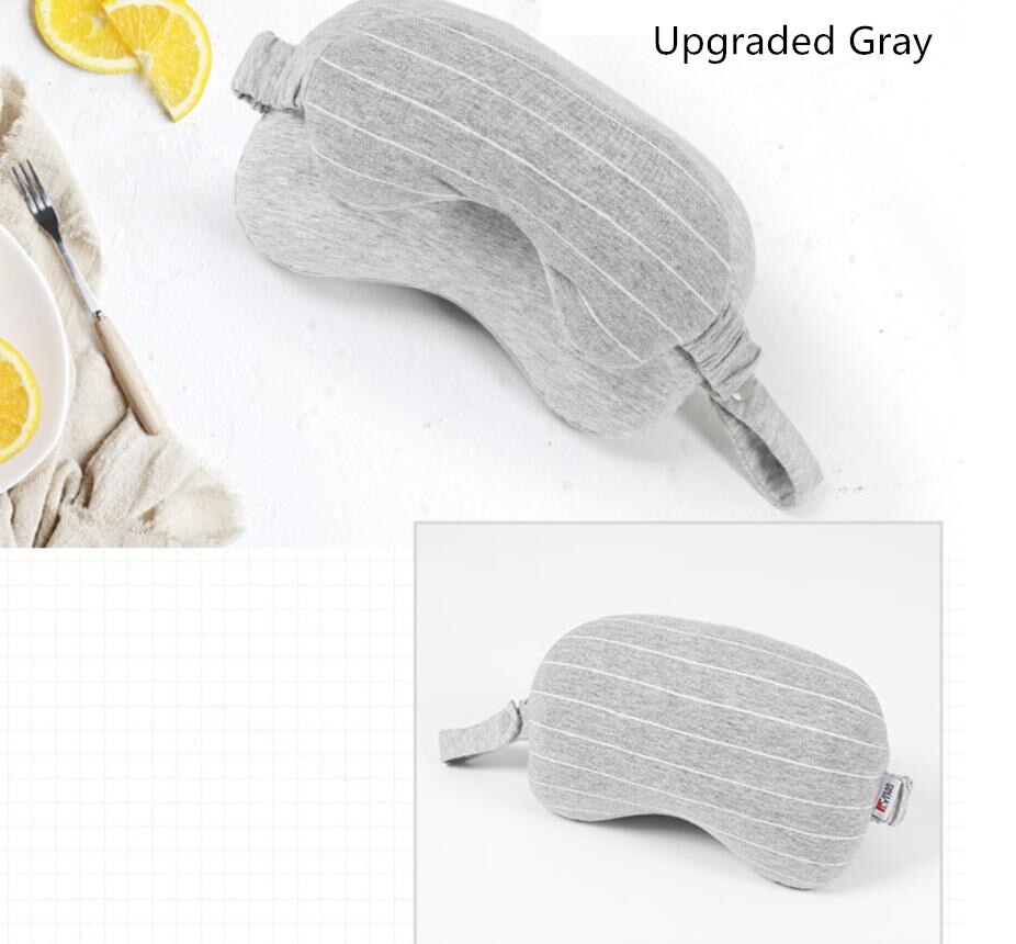 Multi-Function Business Travel Neck Pillow & Eye Mask Storage Bag with Handle Eye Patch Portable Eye Massager Sleep Mask: Upgraded Light Gray