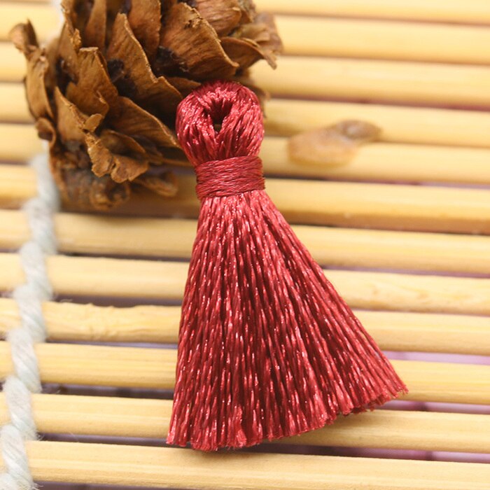 10pc polyester mini kwastjes diy thuis textiel gordijn kleding hanger knutsel kwastjes handgemaakte kwastjes maken stoffen decoratie benodigdheden: Bordeauxrood