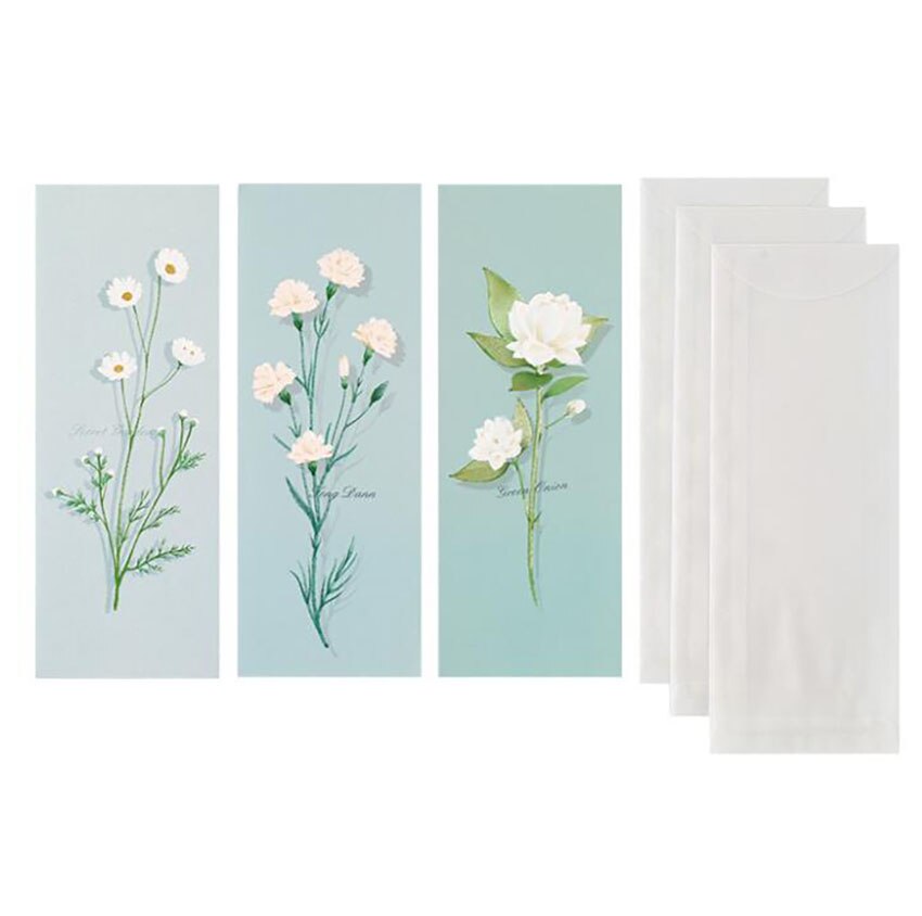 Flower Pattern Letter Pad Envelopes Set 3Pcs Envelope + 3 Sheets Paper Letter Message Greeting Card Paper Letter Stationary