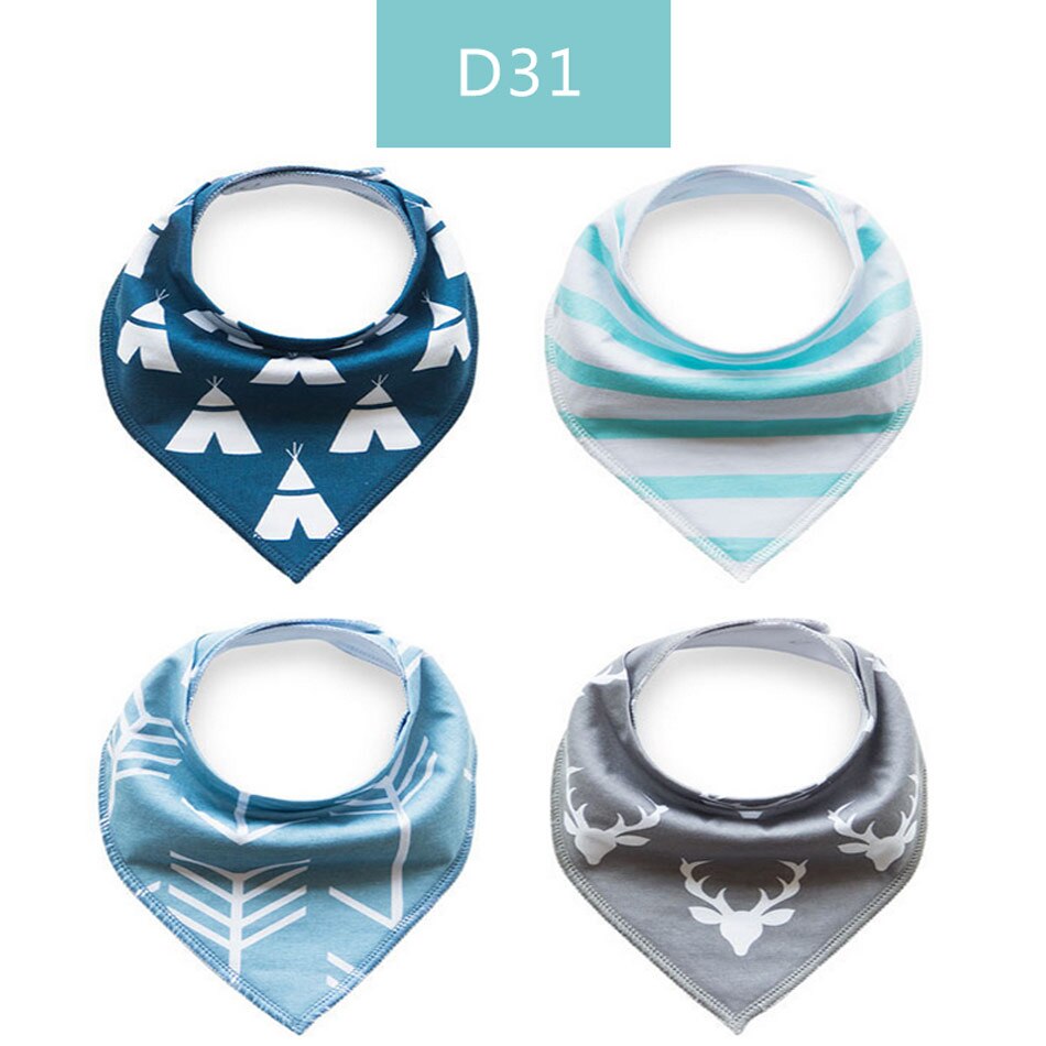 Gelukkig Fluit 4 Stuks Set Baby Kids Peuter Voeden Bandana Slabbetjes Speeksel Handdoek Driehoek Hoofddoek: D31