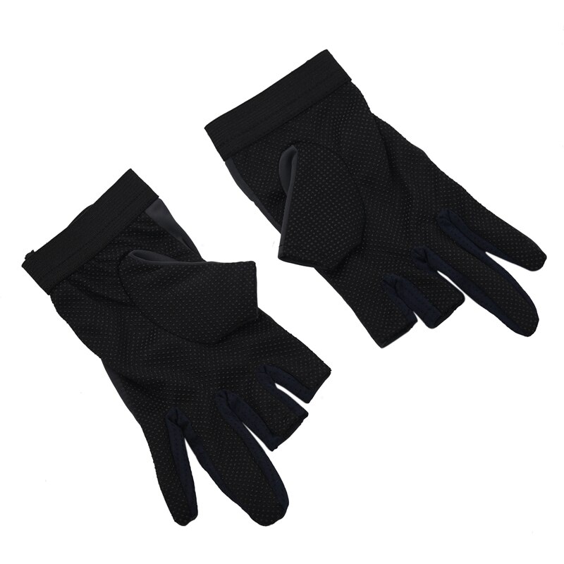 SODIAL(R) 2 uds guantes de pesca antideslizantes de dos dedos de Palma de goma negros