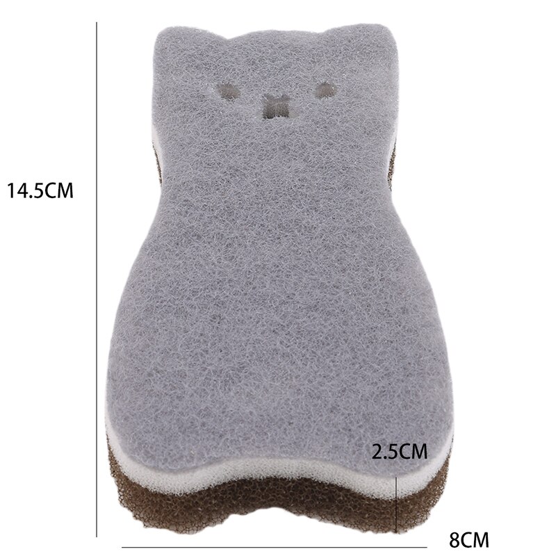 Éponge de nettoyage 3 couches en forme de chat mignon, 4 pièces, absorbe l'eau, lave-vaisselle, forte rouille, fournitures de nettoyage de cuisine