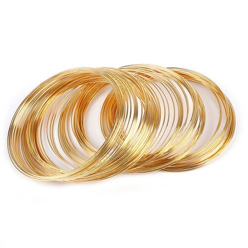 100 løkker 0.6mm memory beading ståltråd til gør-det-selv smykker fund armbånd armbånd fremstilling tilbehør: Guld