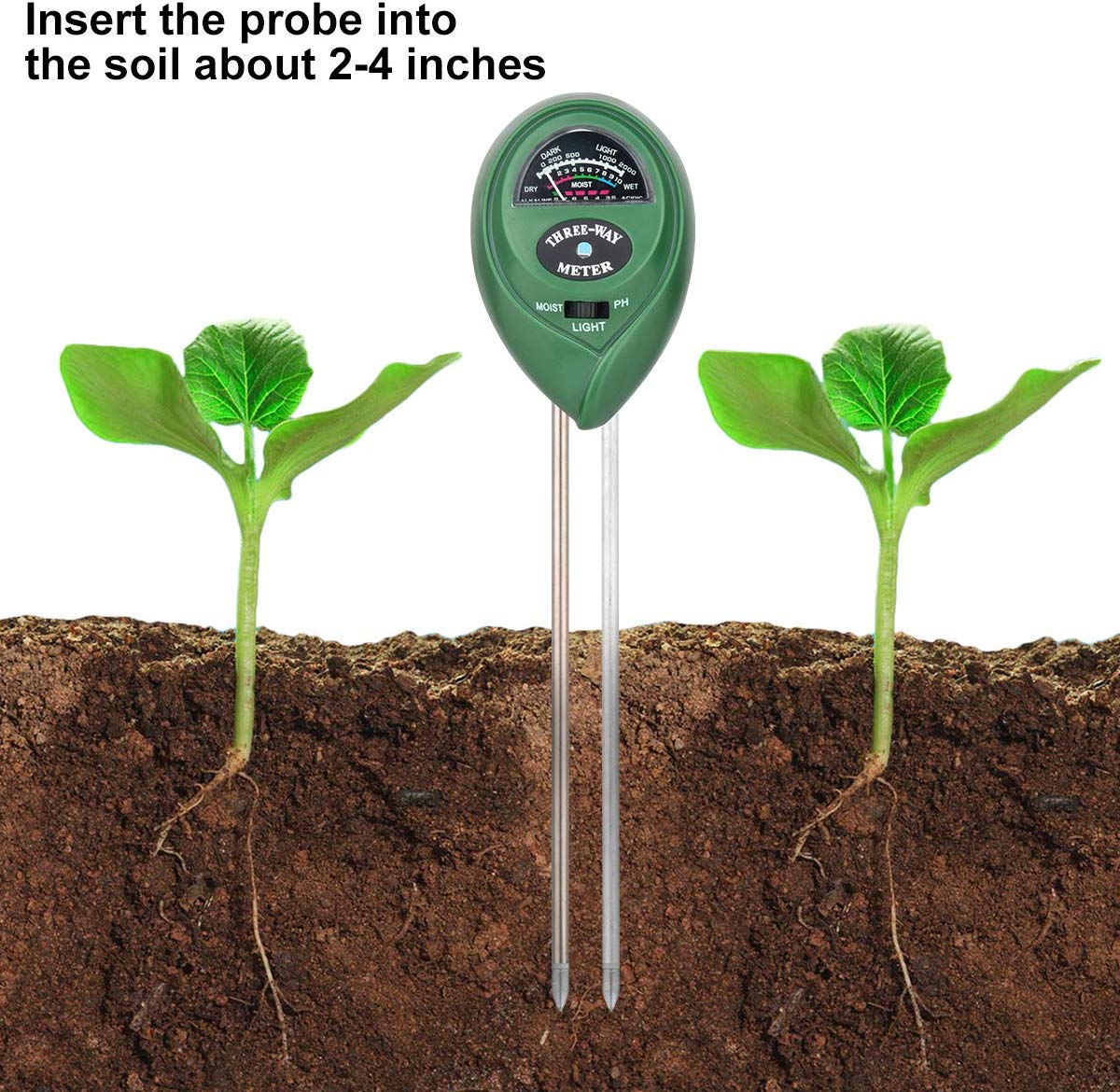 3- i -1 jord ph meter jordtestersæt fugt / lys / ph test jordfugtighedsmåler til haven gård græsplæne indendørs udendørs