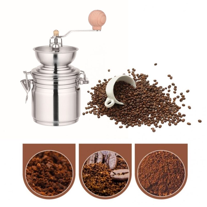 Stainless Steel Coffee Grinder Manual Hand Crank Spice Nuts Herb PortableGrinder