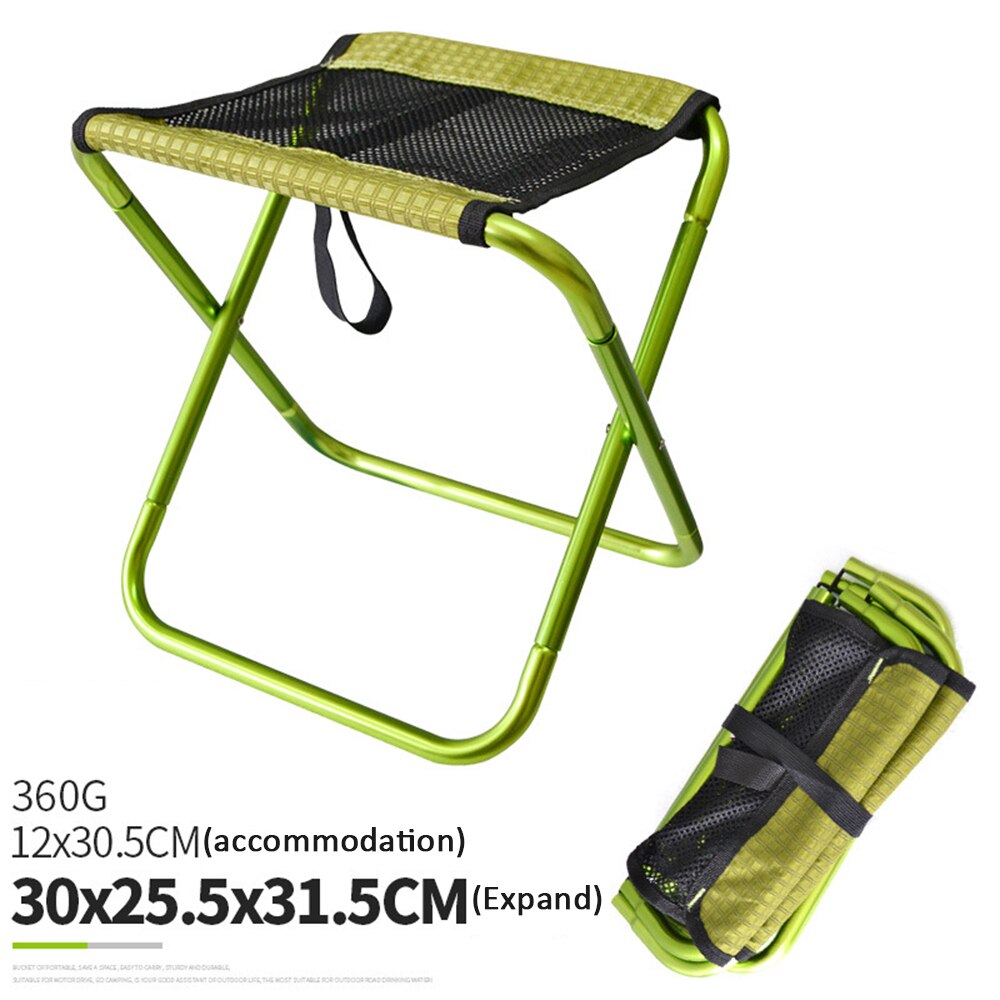 Outdoor Klapstoelen Licht Vissen Lokken Camping Barbecue Opgesteld Schets Ademend Mesh Vouwen Kruk Met Zak: green