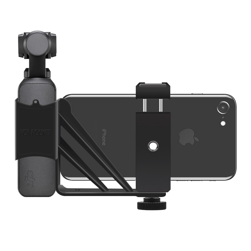 Trépied en métal pour Selfie, pour DJI Osmo Pocket/Pocket, 2 adaptateurs de support de téléphone, accessoires de caméra à cardan portable pliable: black
