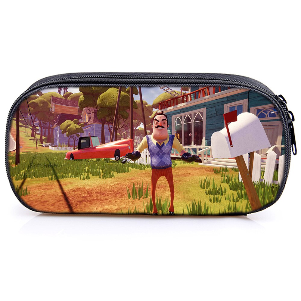 Cute Hello Neighbor Kids Pencil Case Cute Stationery Box Students Boys Girls Makeup Bags: 14