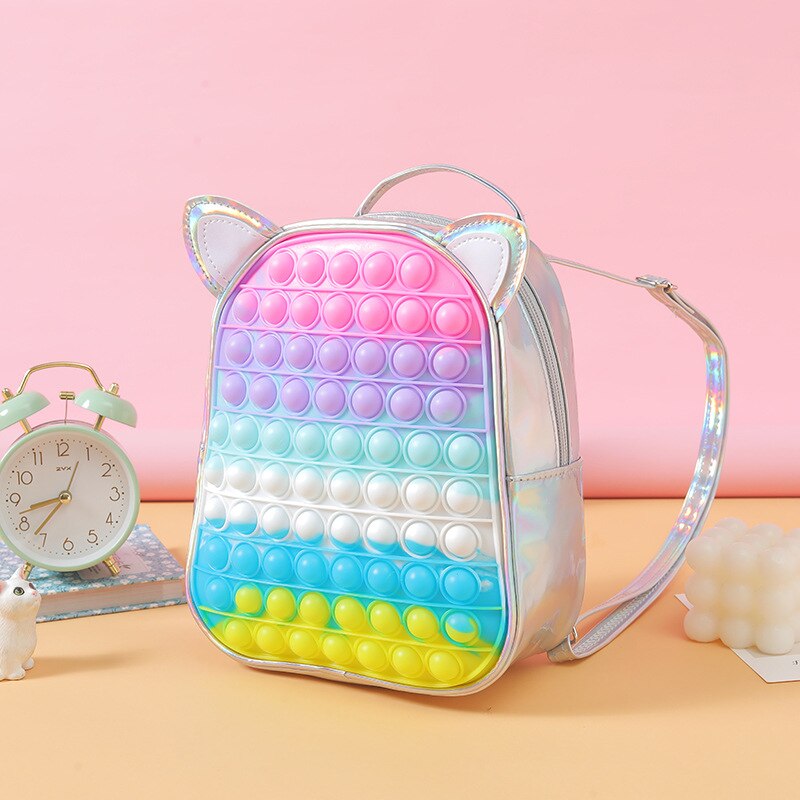 Kinderen Rugzak Anti Stress Tassen Kids Fidget Speelgoed Zachte Squishy Push Bubble Squeeze Meisjes Jongens Tas Opslag Shiny: 14