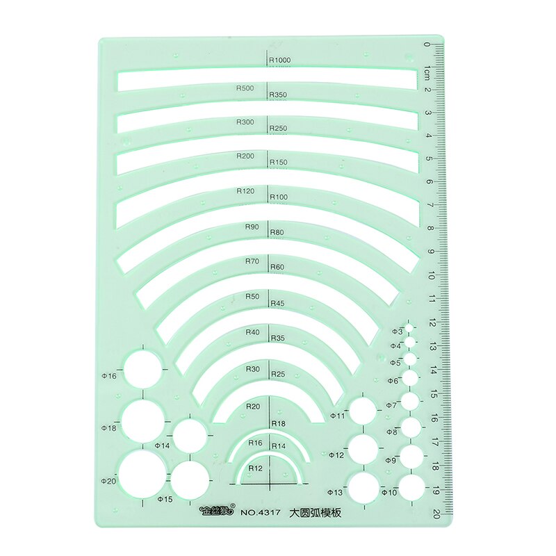 Green Plastic Students Rectangle Shape Drawing Circle Template Geometric Ruler