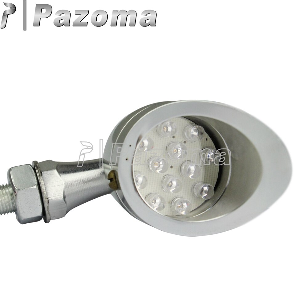 Luz LED de señal de giro para motocicleta, luces intermitentes plateadas de aluminio ámbar para Harley, Chopper, Cafe Racer