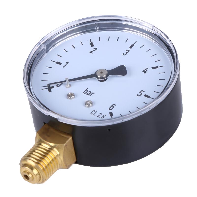 Manometer 6 bar kompressor trykluft trykmåler til luft vand olie gas måling 1/4 tommer