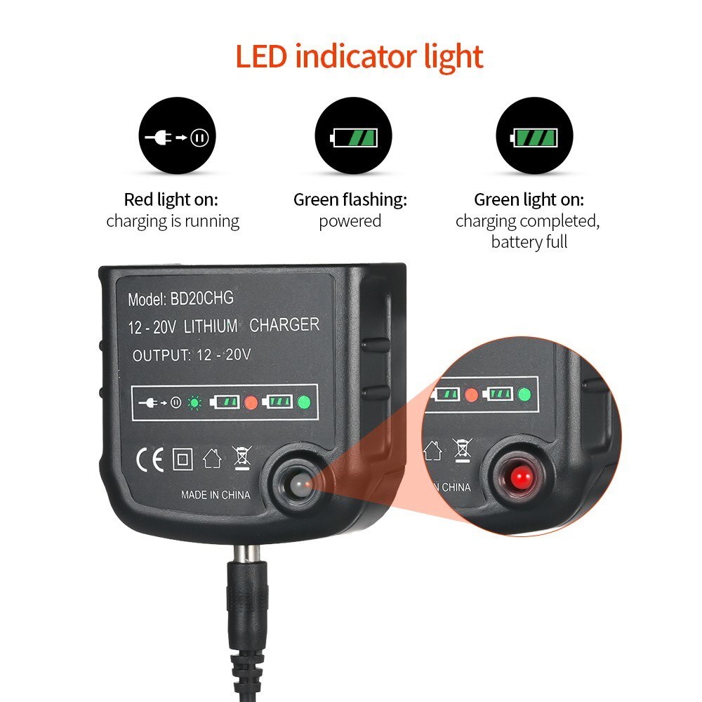 Battery Charger Multi-Volt Battery Charger For Black&amp;Decker 20V Max Lithium Charger