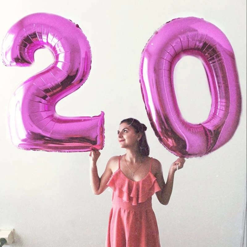 2pcs 32 Or 40 inch Happy 20 Birthday Foil Balloons pink gold number 25th Years Old Party Decorations Man Boy Girl Supplies