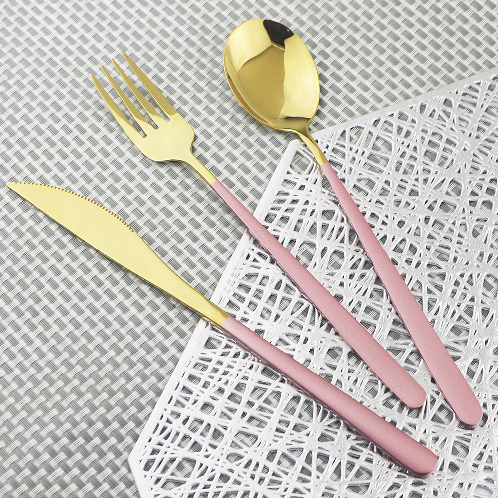 Couverts en acier inoxydable pièces/ensemble, 16 pièces, or rose 18/10, service de table, couteaux, fourchettes, cuillères, vaisselle de cuisine, argenterie