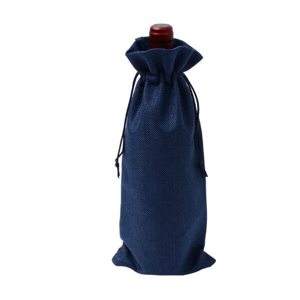 Jute Wijn Zakken rode wijn Fles Covers Champagne Pouch jute Verpakking Zak Bruiloft Verjaardagsfeestje Decoratie Wijn Zakken: Royal Blue
