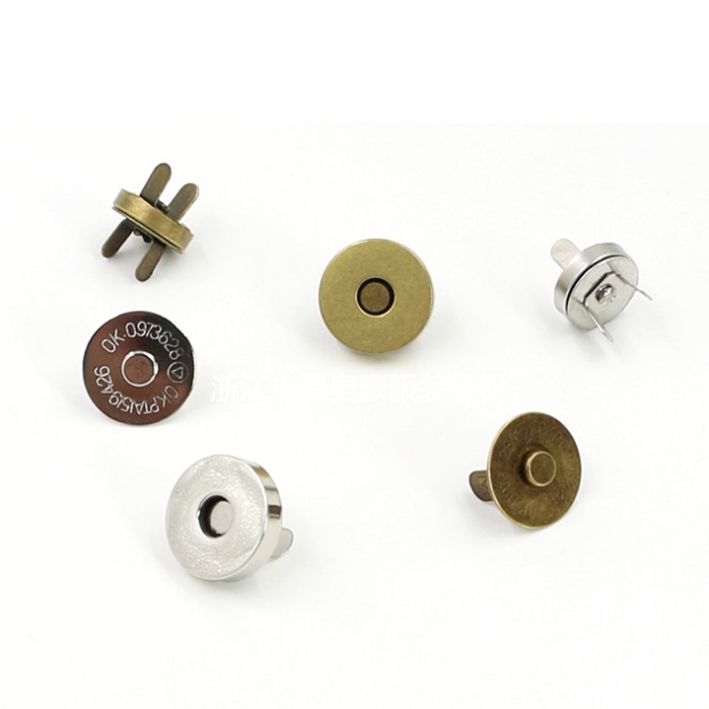5 sæt bærbare metal runde magnetiske låse til tasker pung trykknapper lukninger 14mm 18mm sølv knap taske trykknapper tasker tilbehør