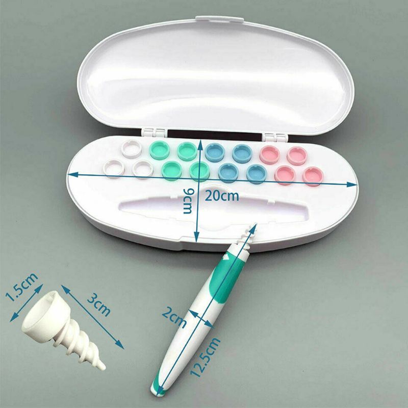 Nettoyeur d'oreilles, cure-oreille, spirale, avec 16 embouts de rechange, outils de soins, avec boîte