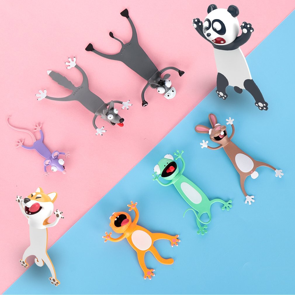 3D Stereo Cartoon Marker Animal Bookmarks Original Cute Cat PVC Material Funny Student School Stationery Bookmark