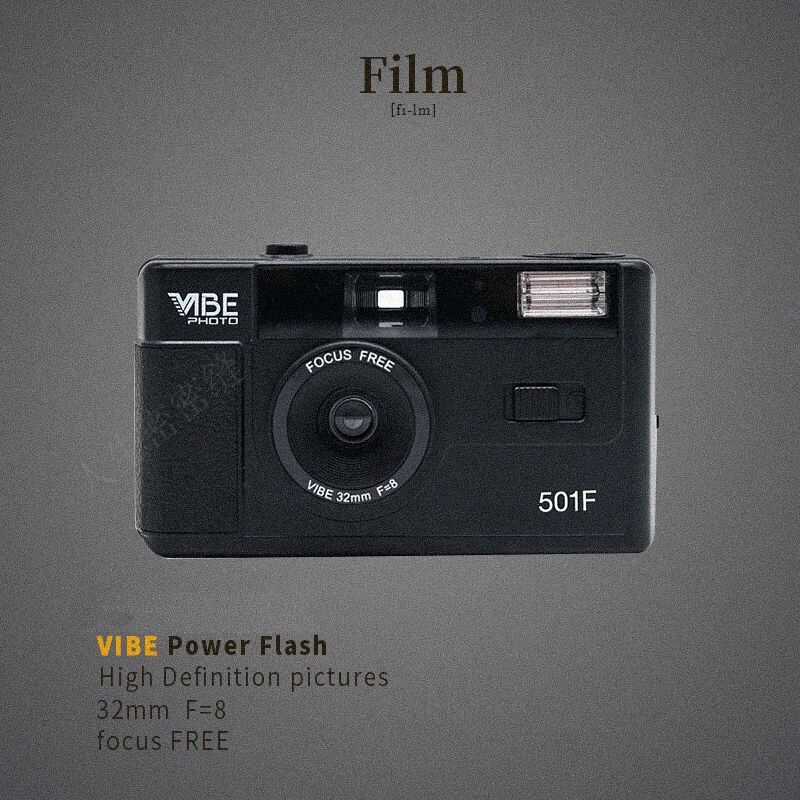 Vibe Vintage Retro 501F 35mm riutilizzabile pellicola Non usa e getta nero/rosso/Champagne argento/rosa: Black