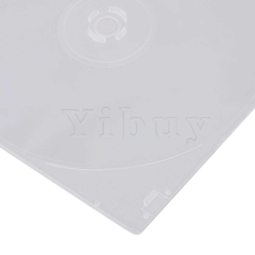 Yibuy 12.9x12.6cm Transparent Plastic Empty Slim Single Disc CD DVD Storage Cases with Clear Inner Trays Pack of 50