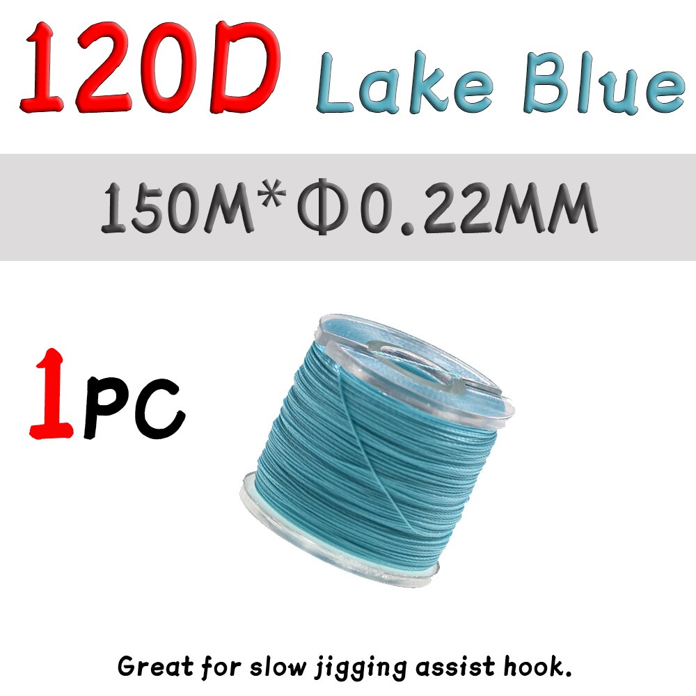 WIFREO 150D słonowodne wędkowanie spowolnienie Assist Jigging haki wiążące nici ręcznie dzianinowe nici Fishing Lure wiązanie muchowe Gear Tackle: 120D Lake Blue