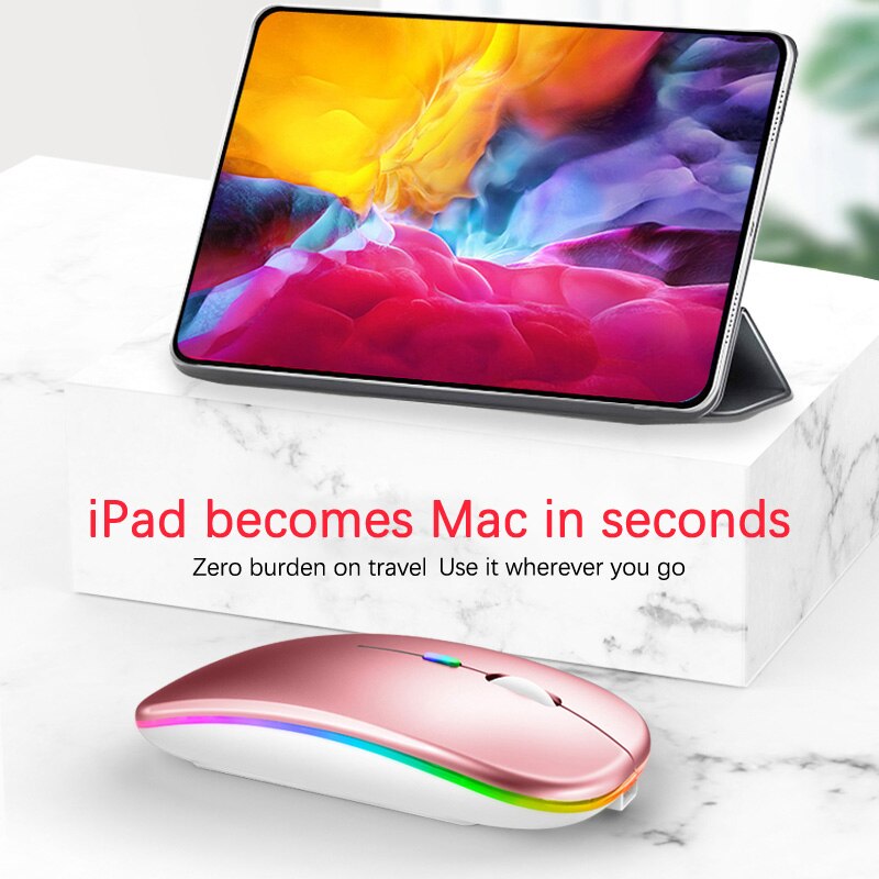 Bluetooth Wireless Mouse for PC Laptop IPad Tablet MacBook with RGB Backlight Ergonomic Silent USB Rechargeable Wireless Mice