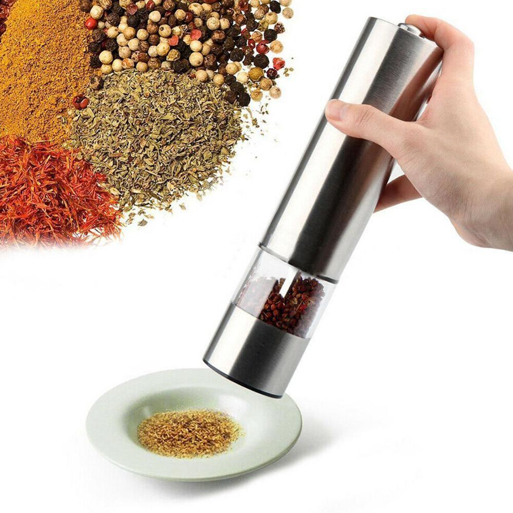 Elektrische Zout Peper Grinder Met Metalen Stand Automatische Accessoires Roestvrijstalen Keuken Peper Spice Shaker Molen