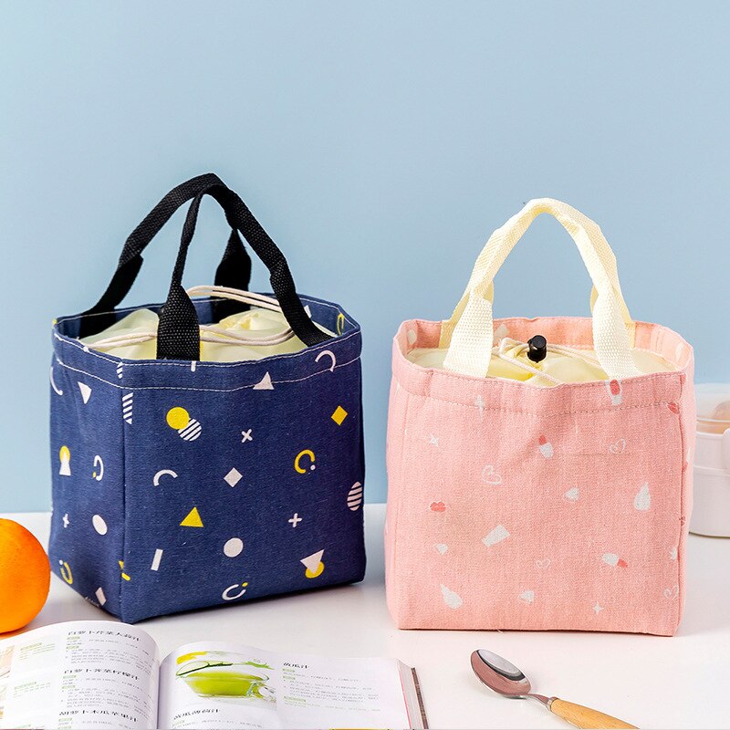 Korean Style Cooler Lunch Bags Thermal Cute Lunch Bags For Women Men Kids Convenient Lunch Box Tote Picnic Food Drawstring Bags