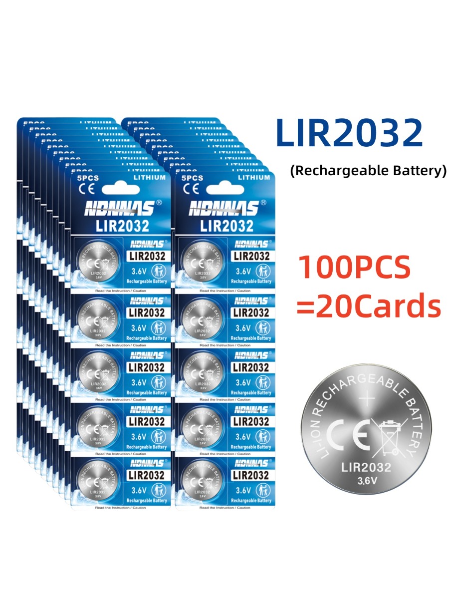 100 stück lir 2032h hochleistungs-lithium-knopfzellenbatterie lir 2032 3.6v knopfzellenbatterie: Gelb
