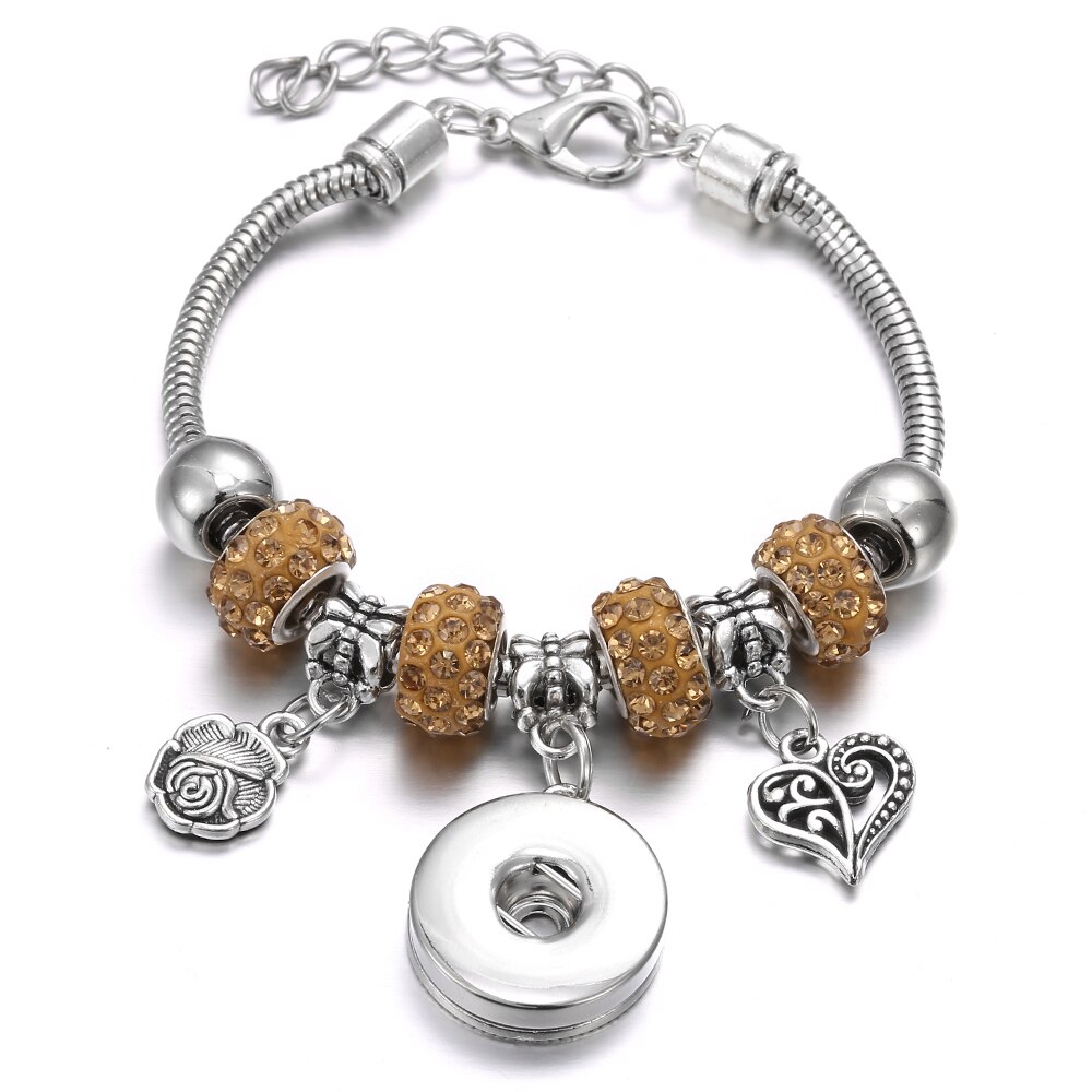 Snap Button Jewelry Snap Bracelet Lobster Buckle Snake Chain Bangles Fit 18MM Snap Jewelry Christmas Beads Bracelet: 6