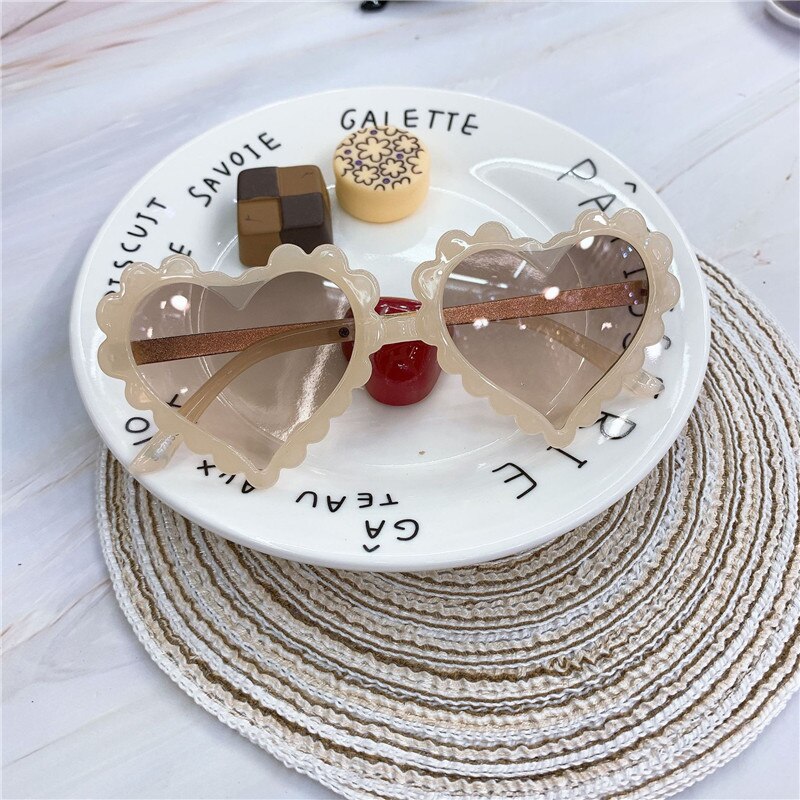 Baby hartvormige bril, kinderzonnebril, liefde voor plastic, roze zonnebril, meisjes,  uv400 zonnebrillen, okulry oculos: Geel