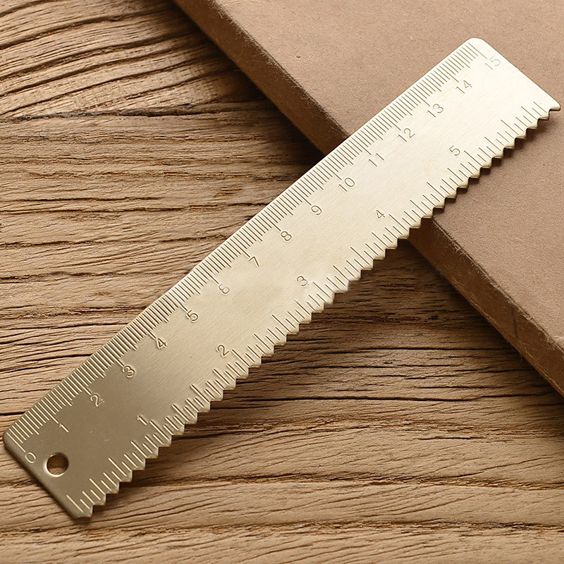 Regla recta de latón Vintage para estudiantes, regla triangular de Metal creativa, transportador, papelería, herramienta de medición, suministros escolares,: Gris claro