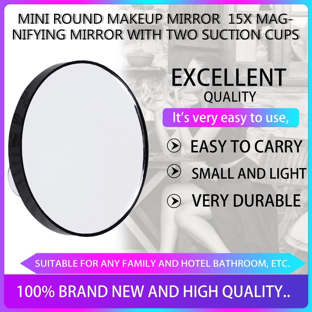 Bærbar forfængelighed mini lomme runde makeup spejle 5x 10x 15x forstørrelses spejl med to sugekopper kompakt kosmetisk spejl værktøj