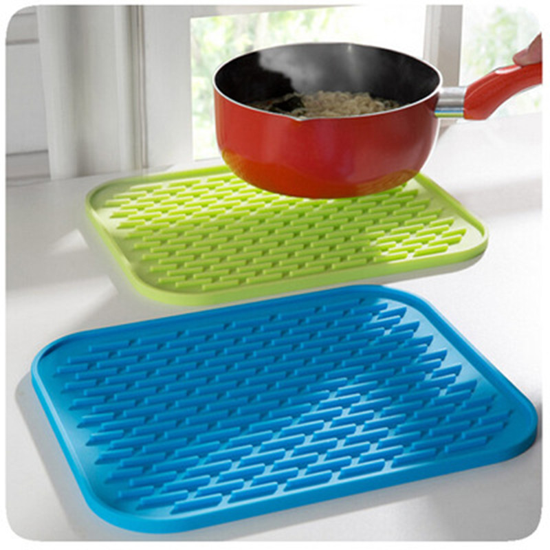 Silicone Anti Insulation Pad Square Non-Slip Coaster Tableware Drain Pot Mat Pot Dish Placemat