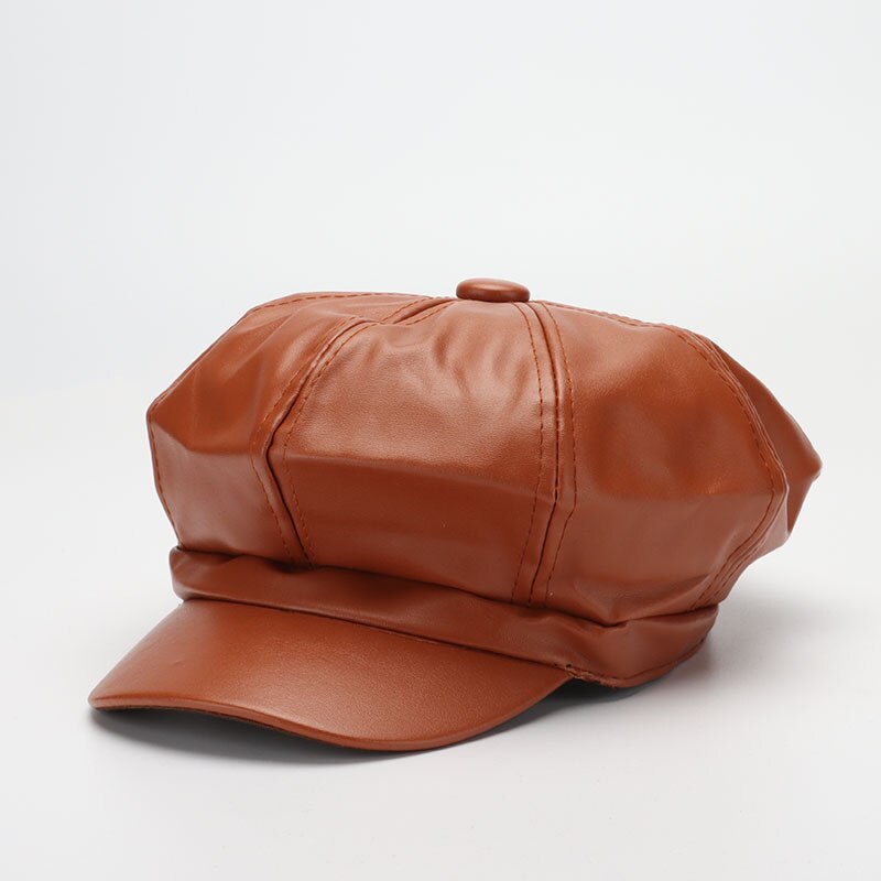 HIQIU PU lederen baret cap heren klep pet Newsboy Cap, platte pet heren HIQIU PU lederen baret cap heren klep pet Newsboy Cap, platte pet heren