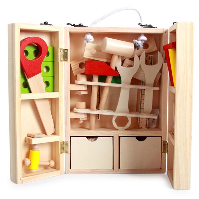 Baby Spielzeug freundlicher Holz Multifunktionale Werkzeug einstellen Wartung Kasten Holz Spielzeug Baby murmeln Kombination Chirstmas/Geburtstag Spielzeug: Ursprünglich Titel