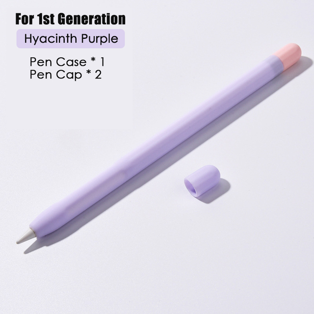 Stylus Cover Silicone Pen Case For Apple Pencil 1 2 Color Matching Stylus Protective Case Non-slip Anti-fall iPad Pen 2 1 Cover: Pencil 1st Purple