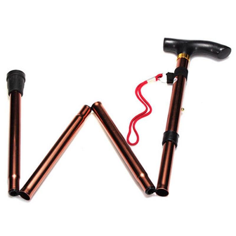 1PCS Portable Easy Folding Walking Stick Adjustable Aluminum Alloy Trekking Stick Mountaineering Hiking Telescopic Baton: Yellow