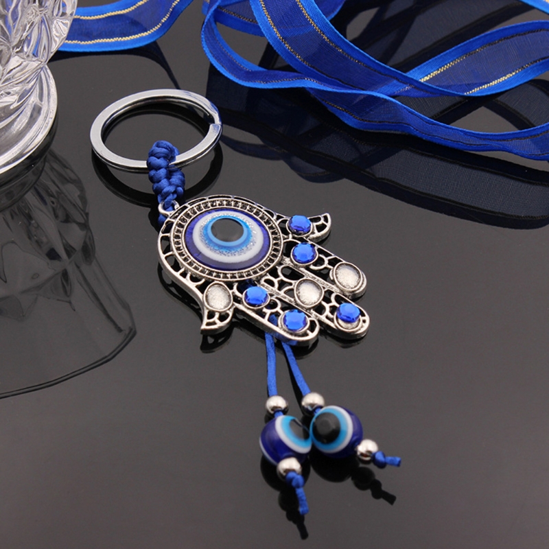 Amuletos de Ojo Azul turco, protección de pared, colgante, mano de Hamsa, llavero de coche