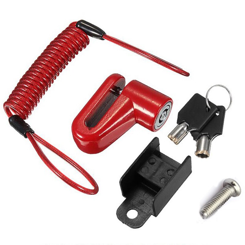 Portable Electric Skateboard Lock Disc Brakes Wheels Lock For Xiaomi Mijia M365 Scooter Skate Board Anti-Theft Metal Steel Wire: Red