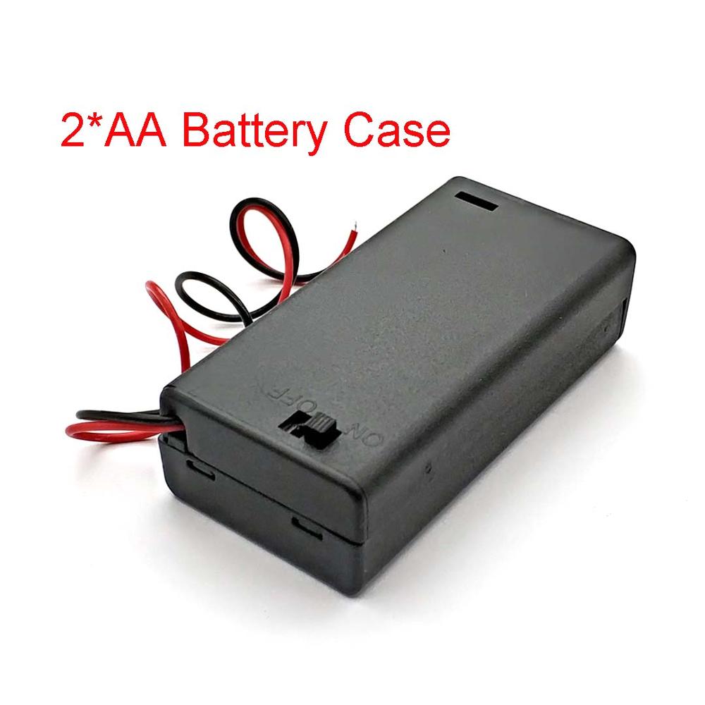 2AA 3V Zwart Batterij Houder Connector Storage Case Box Aan/Uit Schakelaar Met Lood Draad Lichtgewicht