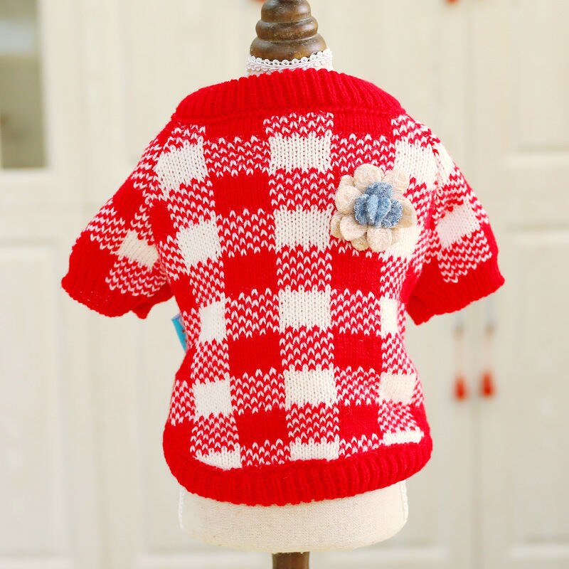 Chandail d'hiver pour chiens | Pull pour chiens, pull pour chiot, manteau de chat, veste en tricot doux, vêtements pour petits moyens et grands chiens, teckel: Red / L