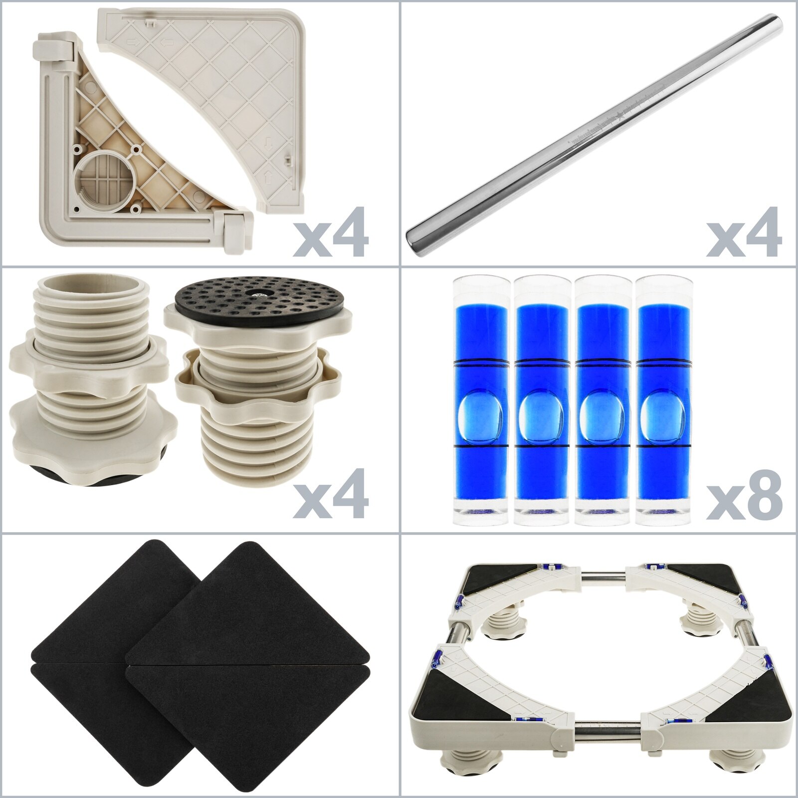 PrimeMatik - Soporte elevador antivibración para lavadora, secadora, nevera y aire acondicionado 150 Kg 40-60 cm 38-60 cm