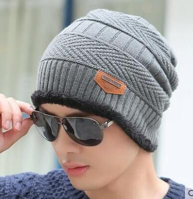 Casquette et écharpe de Ski en cuir | 2 pièces, chapeau et froid pour femmes et hommes, chapeau tricoté, Bonnet , Bonnet, bonnets: Hat gray