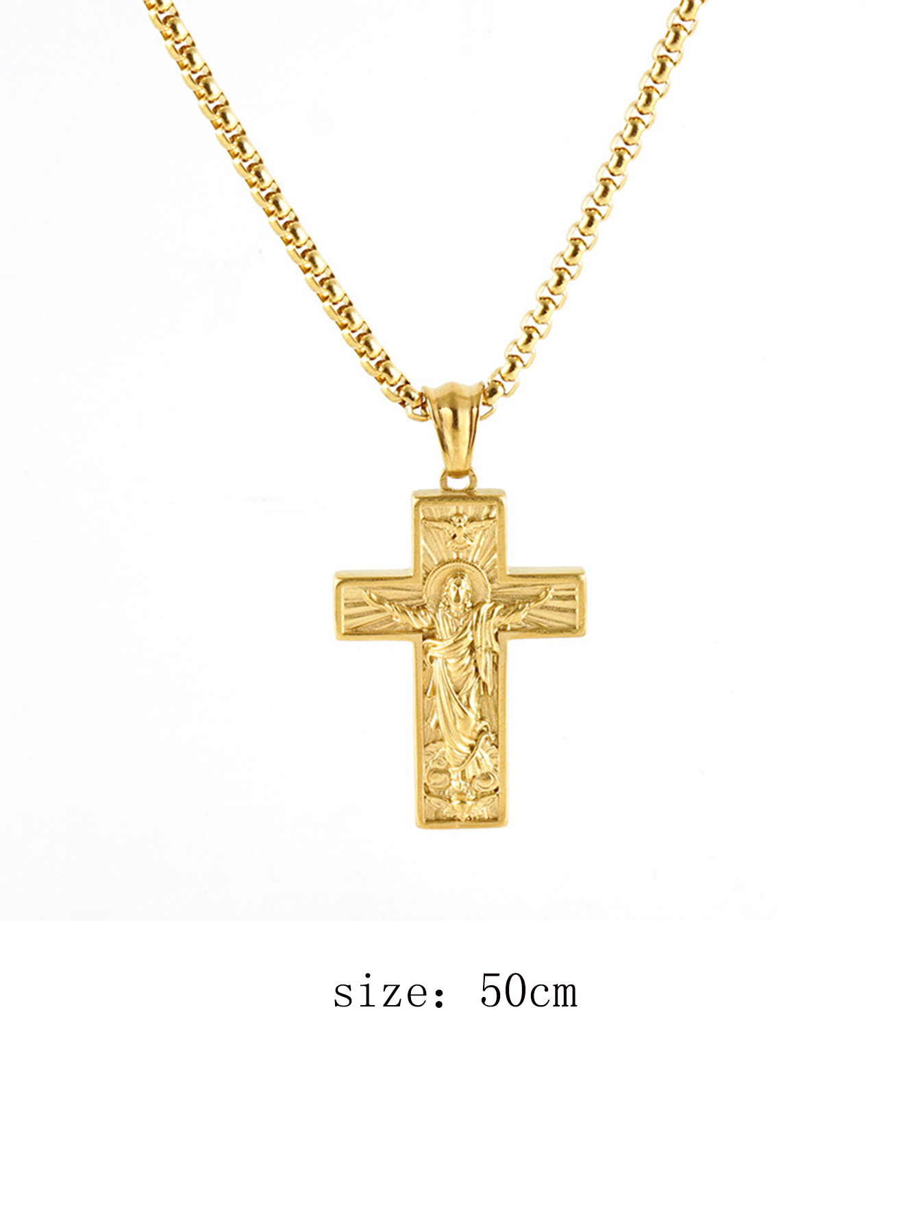 Modieuze Roestvrijstalen Ketting Voor Vrouwen Mannen Westerse Mythologie Mens Vorm Kruis Hanger Ketting: Blauw