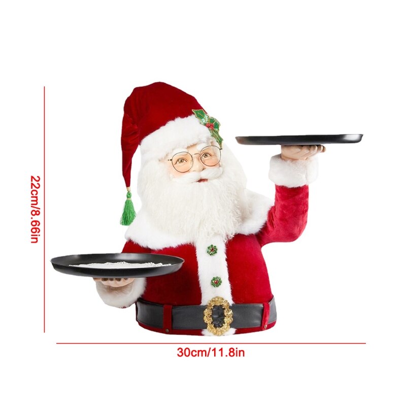 Christmas Santa Holding Tray Christmas Decoration Hand Painted Resin Santa Plate
