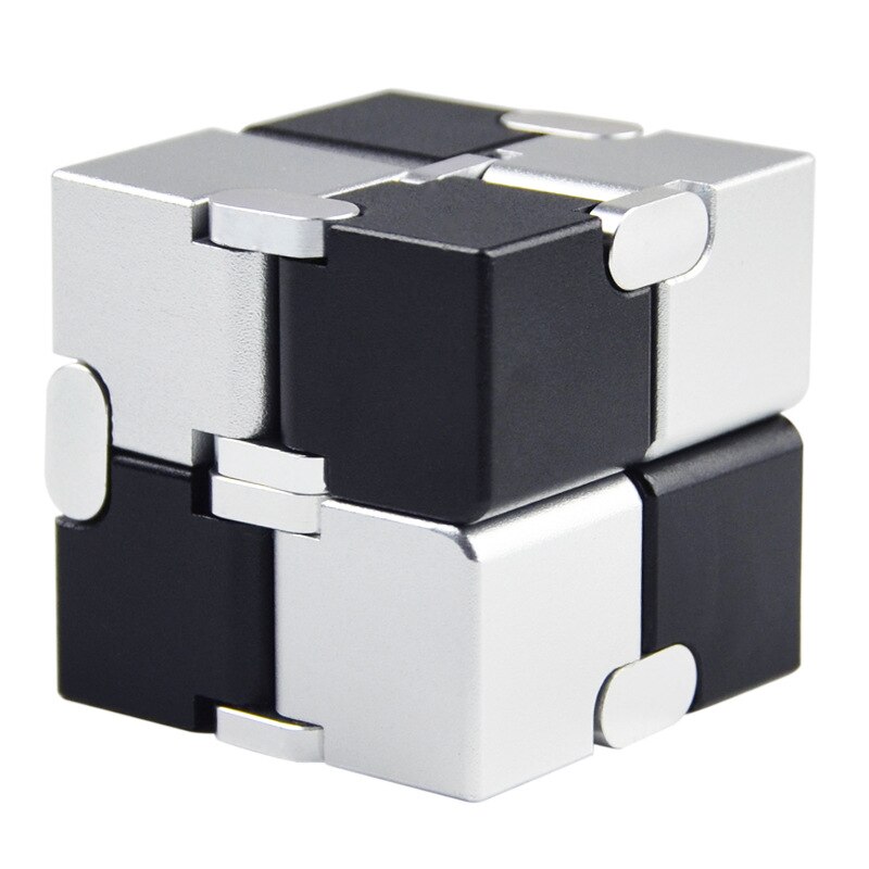 Metall Unendlichkeit Cube Finger EDC Angst Stress Relief Magie Würfel Blöcke Kinder Kinder Lustige Hand Spiel Vier Ecke Labyrinth Spielzeug: Silver Black