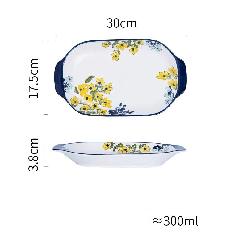 Chinese Porcelain Glazes Ceramic Party Tableware Set Porcelain Breakfast Plates Dishes Noodle Bowl Comal For Decoration: Fish plate L